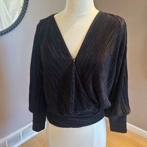 Express Black Textured Wrap Blouse